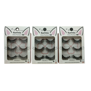 CÍLIOS POSTIÇOS 3 PARES 6D GATINHO HINFINITY