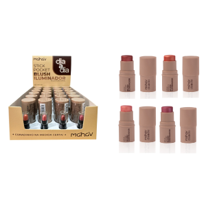 BLUSH ILUMINADOR STICK POCKET DIA A DIA MAHAV CX 24 PÇS