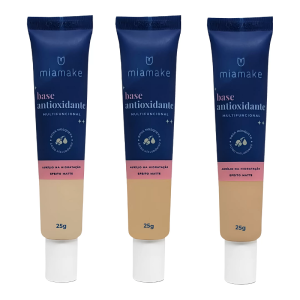 3 UNDS BASE MATTE TONS MÉDIOS ANTIOXIDANTE MULTIFUNCIONAL MIA MAKE